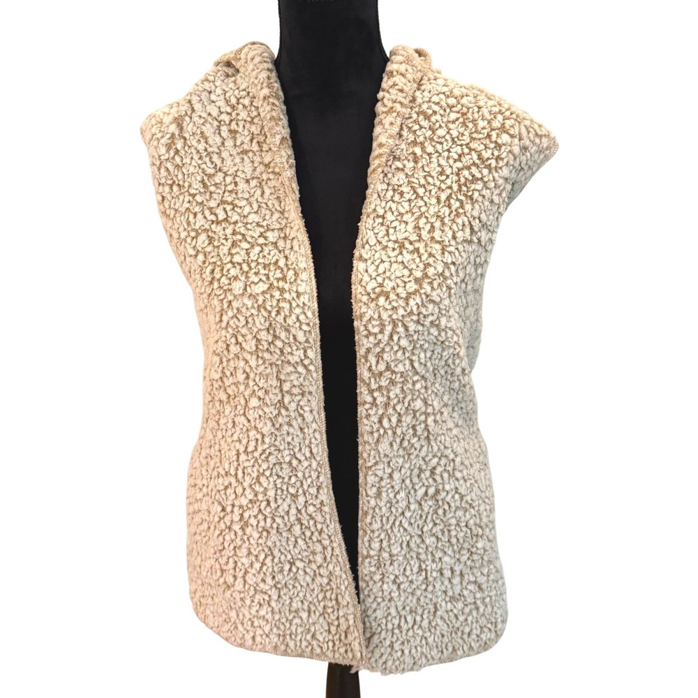 Cream Sherpa Fleece Hooded Vest Size S